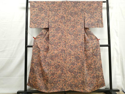 平和屋着物■上質な小紋　更紗花鳥文　鬼しぼ縮緬　正絹　逸品　DABI1778qa