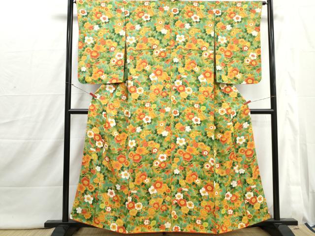 平和屋着物■上質な小紋　草花文　正絹　逸品　DABI1779qa