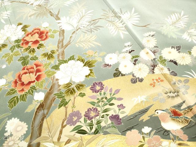 平和屋着物■豪華色留袖　流水鴛鴦枝花文　椿　暈し染め　金彩　正絹　逸品　DABI1781qa