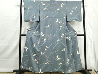 平和屋着物■上質な小紋　舞蝶文　金彩　反端付き　正絹　逸品　DABI1782qa