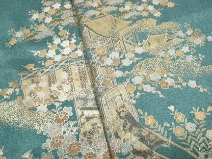 平和屋着物■訪問着　風景花文　松竹梅　暈し染め　金彩　やまと誂製　正絹　逸品　DABI1785qa