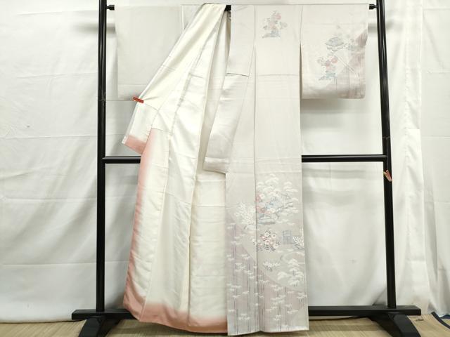平和屋着物■訪問着　風景花文　正絹　逸品　DABI1787qa