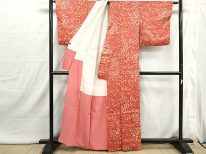 平和屋着物■上質な小紋　流水花文　金彩　正絹　逸品　DABI1790qa
