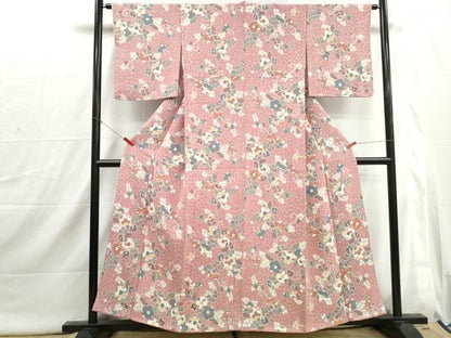 平和屋着物■上質な小紋　辻が花　鬼しぼ縮緬　正絹　逸品　DABI1791qa