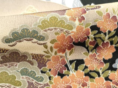 平和屋着物■豪華黒留袖　風景花文　金彩　正絹　逸品　DABI1794qa