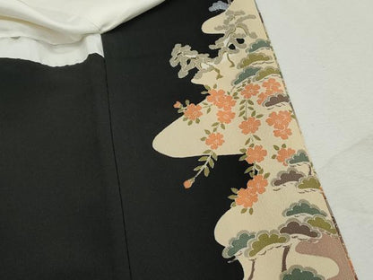 平和屋着物■豪華黒留袖　風景花文　金彩　正絹　逸品　DABI1794qa