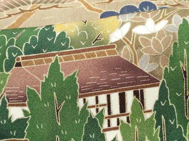平和屋着物■豪華黒留袖　友禅　作家物　風景花文　松竹梅　正絹　逸品　DABI1795qa
