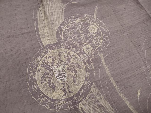 平和屋着物■訪問着　紬地　刺繍　鏡裏飾花文　正絹　逸品　DABI1797qa