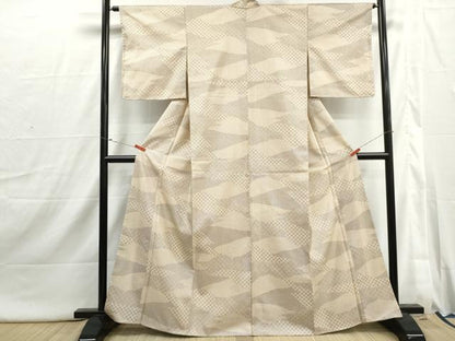 平和屋着物■本場染大島紬　幾何学文　正絹　逸品　DABI1802qa