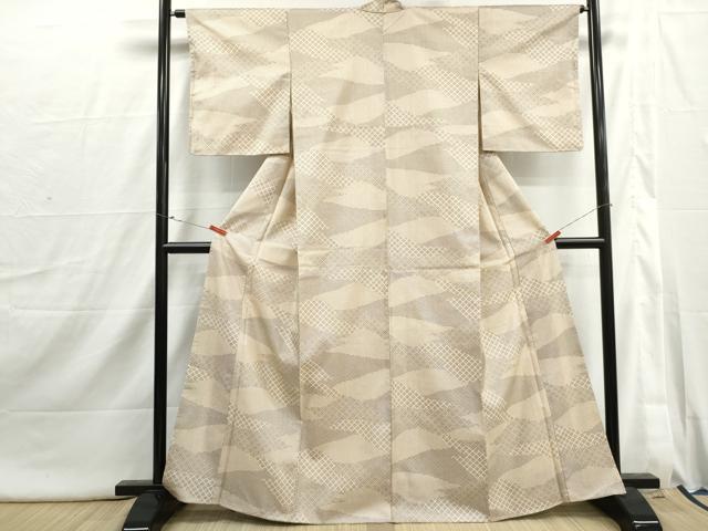 平和屋着物■本場染大島紬　幾何学文　正絹　逸品　DABI1802qa