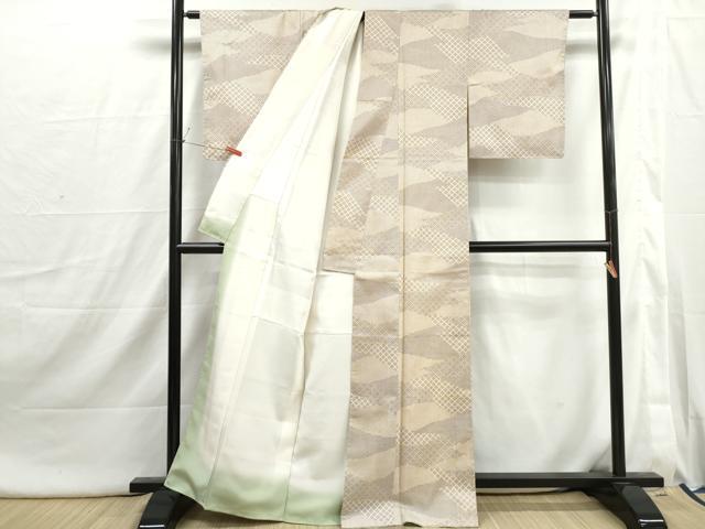 平和屋着物■本場染大島紬　幾何学文　正絹　逸品　DABI1802qa