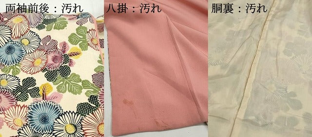 平和屋着物■上質な小紋　型染め　菊尽くし　鬼しぼ縮緬　正絹　逸品　DABI1804qa