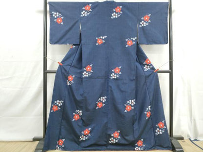 平和屋着物■上質な紬　枝椿文　正絹　逸品　DABI1805qa