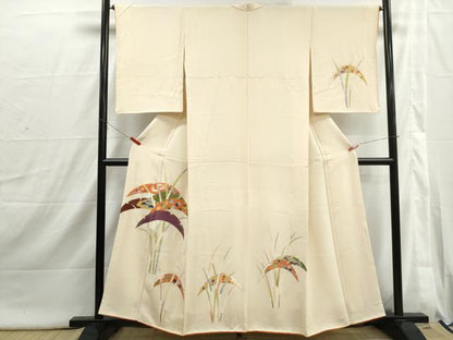 平和屋着物■訪問着　駒刺繍　雪芝花文　金彩　正絹　逸品　DABI1806qa
