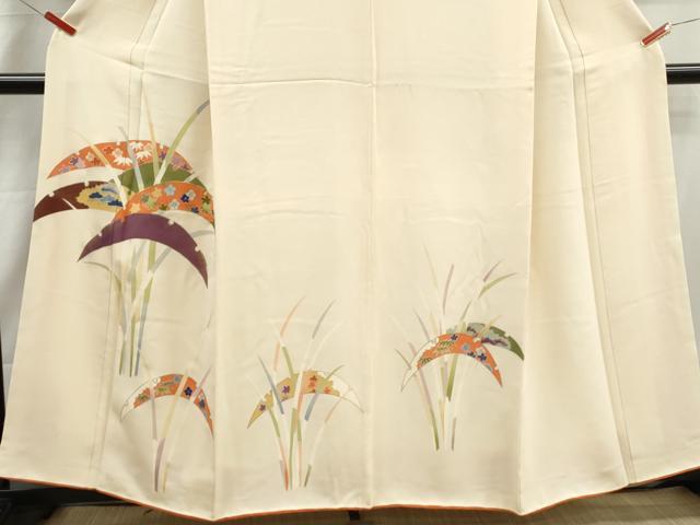 平和屋着物■訪問着　駒刺繍　雪芝花文　金彩　正絹　逸品　DABI1806qa