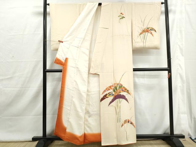 平和屋着物■訪問着　駒刺繍　雪芝花文　金彩　正絹　逸品　DABI1806qa
