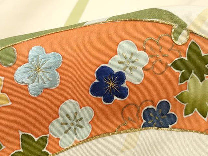 平和屋着物■訪問着　駒刺繍　雪芝花文　金彩　正絹　逸品　DABI1806qa