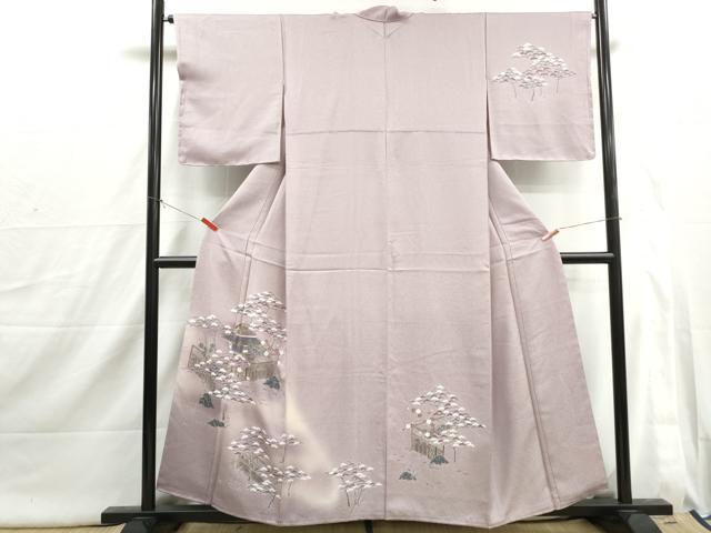 平和屋着物■訪問着　風景花文　松竹梅　暈し染め　金彩　正絹　逸品　DABI1807qa