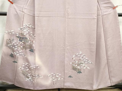 平和屋着物■訪問着　風景花文　松竹梅　暈し染め　金彩　正絹　逸品　DABI1807qa
