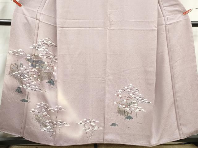 平和屋着物■訪問着　風景花文　松竹梅　暈し染め　金彩　正絹　逸品　DABI1807qa