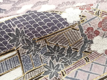平和屋着物■訪問着　風景花文　松竹梅　暈し染め　金彩　正絹　逸品　DABI1807qa