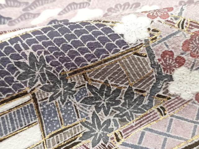 平和屋着物■訪問着　風景花文　松竹梅　暈し染め　金彩　正絹　逸品　DABI1807qa