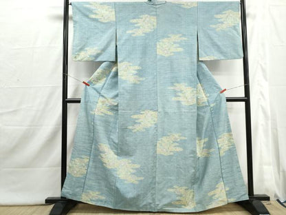 平和屋着物■小千谷紬　雲取り花文　正絹　逸品　DABI1808qa