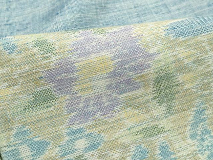 平和屋着物■小千谷紬　雲取り花文　正絹　逸品　DABI1808qa