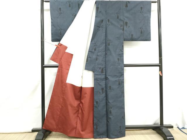 平和屋着物■本場大島紬　7マルキ　抽象檜扇文　正絹　逸品　DABI1817qa