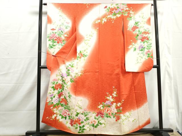 平和屋着物■豪華振袖　枝花文　牡丹　暈し染め　正絹　逸品　DABI1818qa