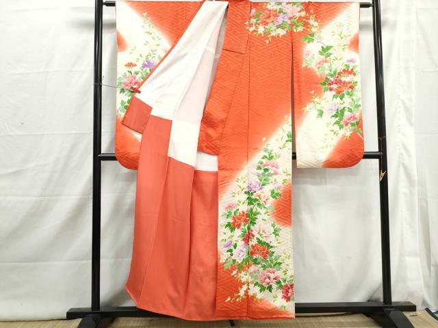 平和屋着物■豪華振袖　枝花文　牡丹　暈し染め　正絹　逸品　DABI1818qa