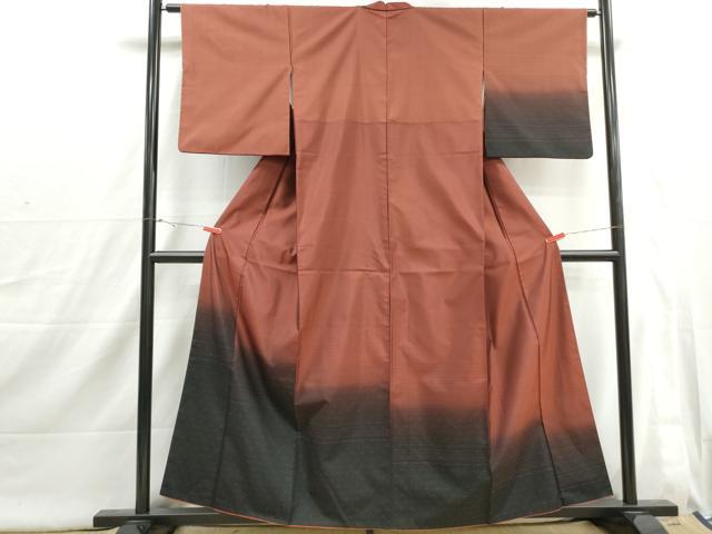 平和屋着物■訪問着　紬地　横段文　正絹　逸品　DABI1821qa