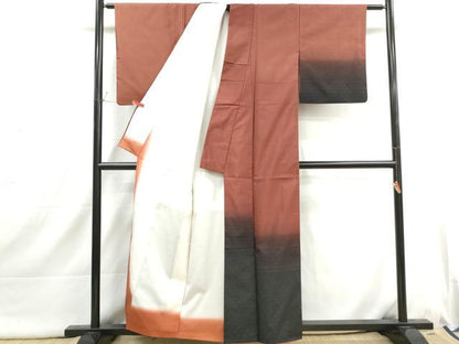 平和屋着物■訪問着　紬地　横段文　正絹　逸品　DABI1821qa