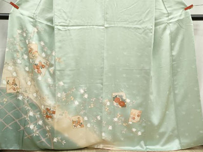 平和屋着物■訪問着　破れ色紙花文　暈し染め　金彩　正絹　逸品　DABI1822qa