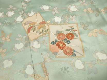 平和屋着物■訪問着　破れ色紙花文　暈し染め　金彩　正絹　逸品　DABI1822qa