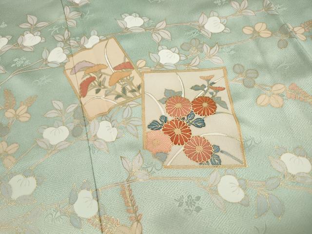 平和屋着物■訪問着　破れ色紙花文　暈し染め　金彩　正絹　逸品　DABI1822qa