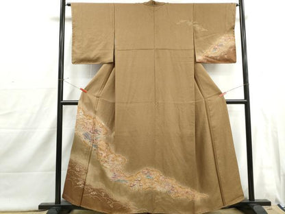 平和屋着物■訪問着　絞り　風景花文　金彩　正絹　逸品　DABI1828qa