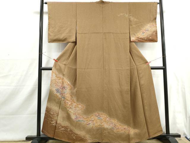 平和屋着物■訪問着　絞り　風景花文　金彩　正絹　逸品　DABI1828qa