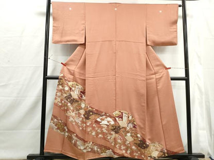 平和屋着物■豪華色留袖　扇面御所車花文　鳳凰　金銀彩　正絹　逸品　DABI1829qa