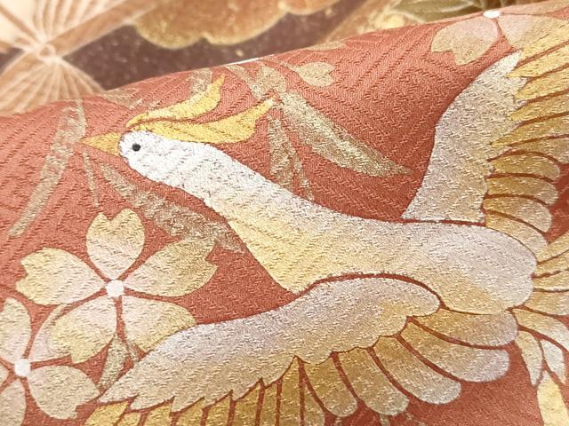 平和屋着物■豪華色留袖　扇面御所車花文　鳳凰　金銀彩　正絹　逸品　DABI1829qa