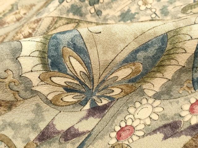 平和屋着物■上質な小紋　辻が花　舞蝶文　正絹　逸品　DABI1831qa