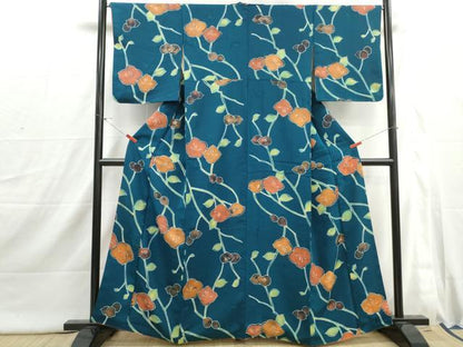 平和屋着物■上質な小紋　地紋起こし　ろうけつ染め　枝梅文　正絹　逸品　DABI1832qa