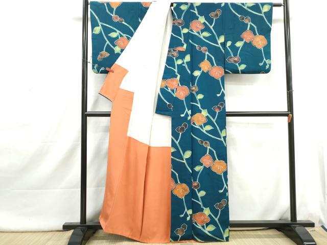 平和屋着物■上質な小紋　地紋起こし　ろうけつ染め　枝梅文　正絹　逸品　DABI1832qa