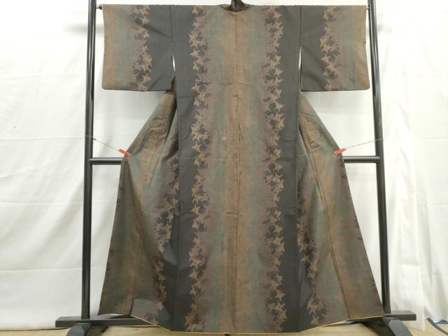 平和屋着物■訪問着　紬地　舞蝶文　正絹　逸品　DABI1836qa