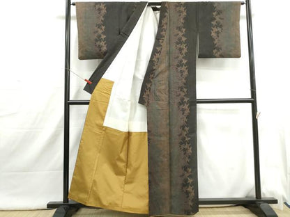 平和屋着物■訪問着　紬地　舞蝶文　正絹　逸品　DABI1836qa
