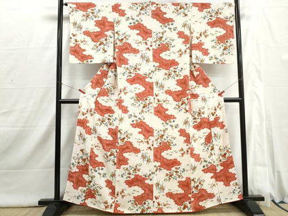 平和屋着物■上質な小紋　草花文　金彩　正絹　逸品　DABI1842qa