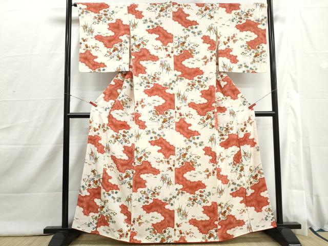 平和屋着物■上質な小紋　草花文　金彩　正絹　逸品　DABI1842qa