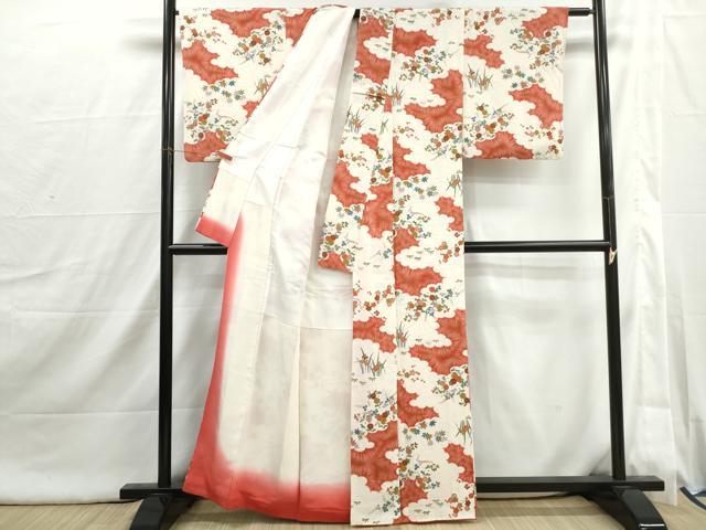 平和屋着物■上質な小紋　草花文　金彩　正絹　逸品　DABI1842qa