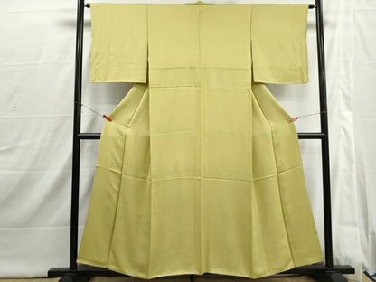 平和屋着物■上質な色無地　刈安色　正絹　逸品　DABI1845qa