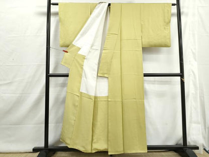 平和屋着物■上質な色無地　刈安色　正絹　逸品　DABI1845qa